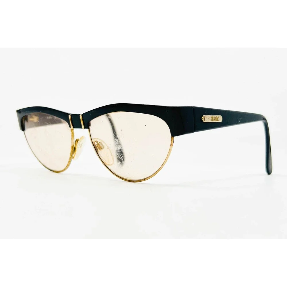 Silhouette Eyeglasses Womens Black Gold V 6055 M 8018 Cat Eye 57 15 135